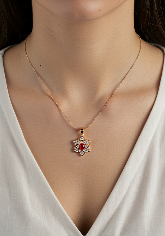 Red Gemstone Star Flower