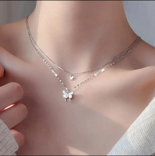 Elegant Double Layer Butterfly Necklace