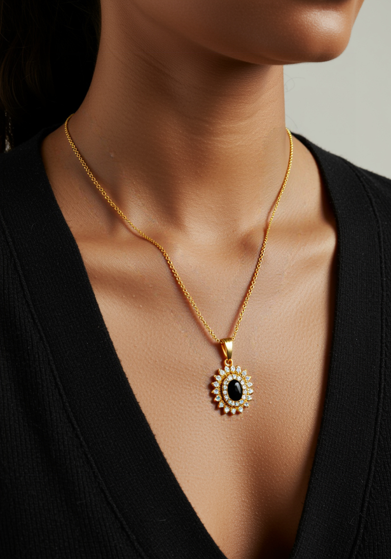 Elegant Black Onyx Halo Set